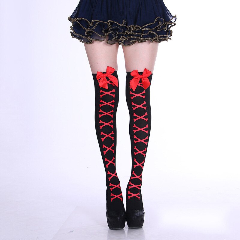 Thigh High Socks Manufacturer - OEM Custom Heart Dot & Butterfly Bow