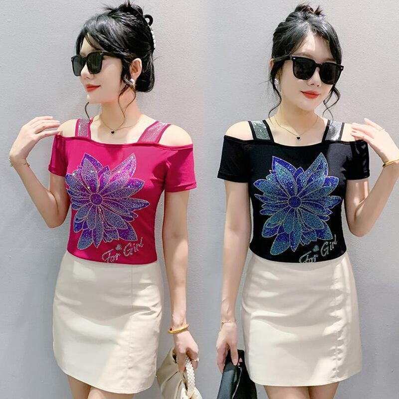 Ice Silk T-shirt Factory - OEM Custom Rhinestone & Mesh Sleeve