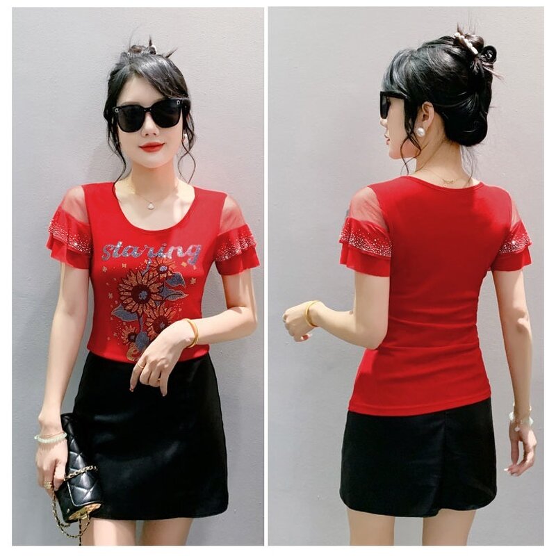 Rhinestone T-shirt Factory - Custom Pattern & Mesh Sleeve Bulk