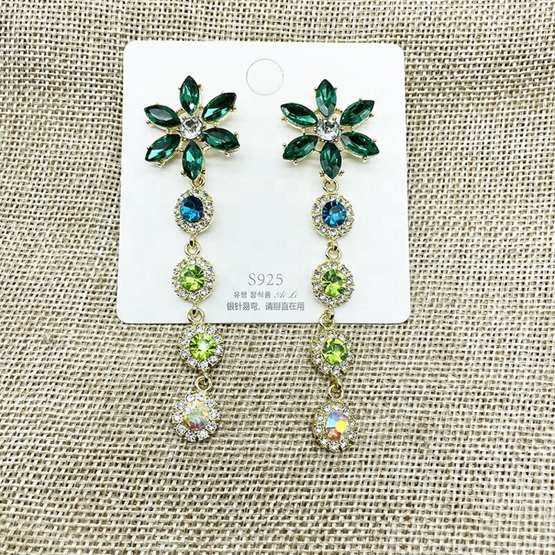 Drop Earrings Factory - OEM Custom Crystal Tassel & Petal Design