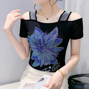 Ice Silk T-shirt Factory - OEM Custom Rhinestone & Mesh Sleeve