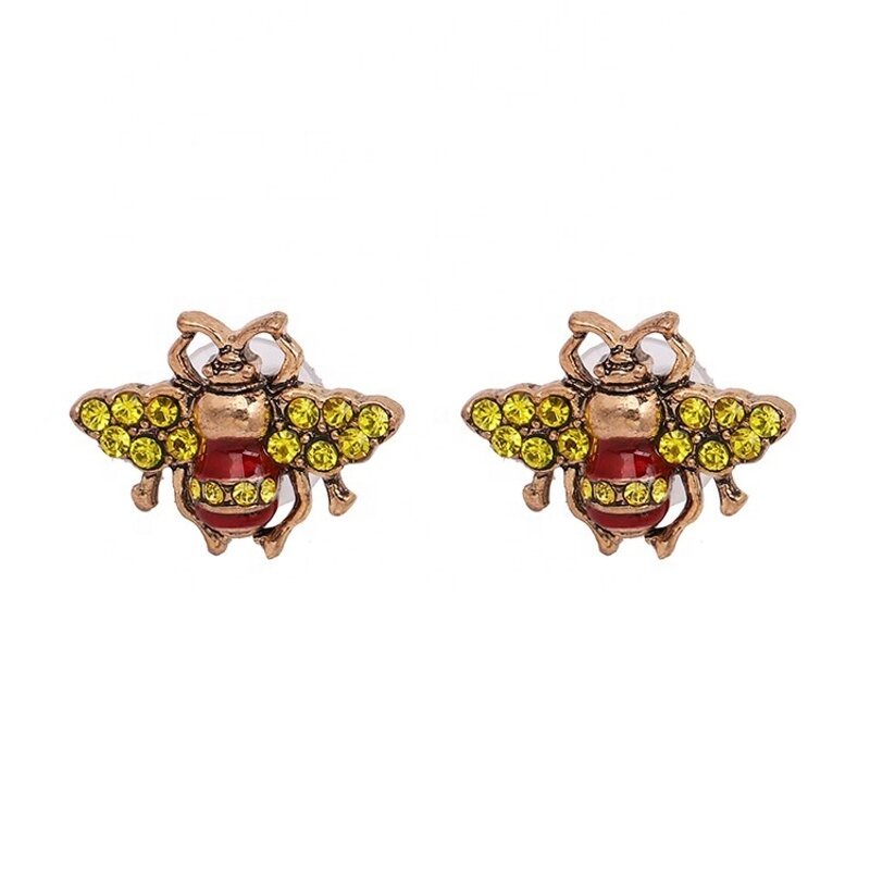 Stud Earrings Factory - OEM Custom Enamel Bumble Bee & Pearl