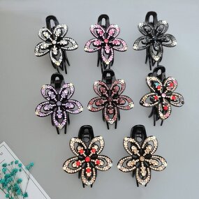 Hair Claw Manufacturer - OEM Custom Rhinestone Flower & Three Teeth
