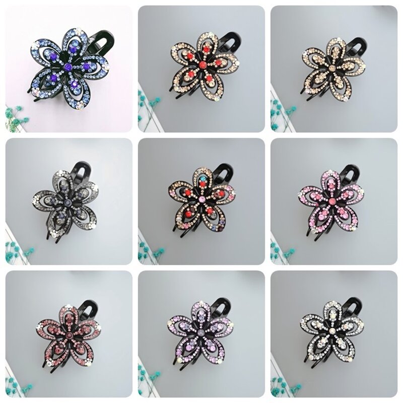 Hair Claw Manufacturer - OEM Custom Rhinestone Flower & Three Teeth
