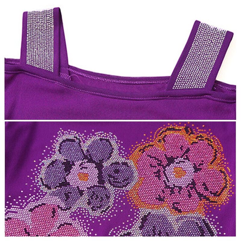 Off Shoulder T-shirt Manufacturer - Custom Hot Press Floral & Rhinestone