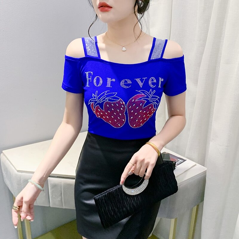 Off Shoulder T-shirt Factory - OEM Custom Fruit Pattern & Ice Silk