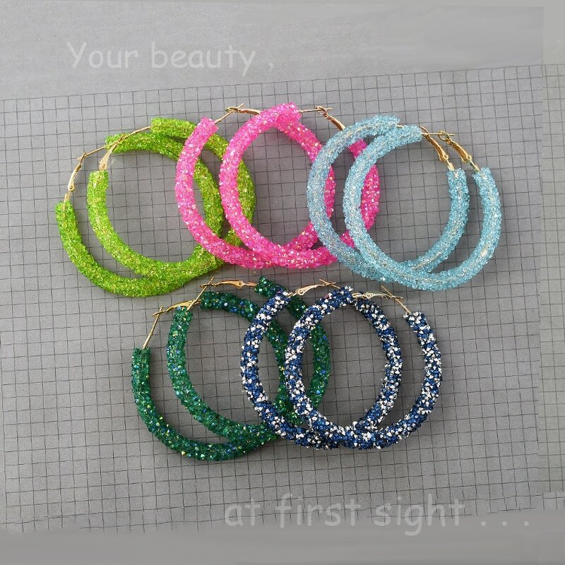 Hoop Earrings Factory - Bulk Custom Rhinestone & 6.5cm Circle