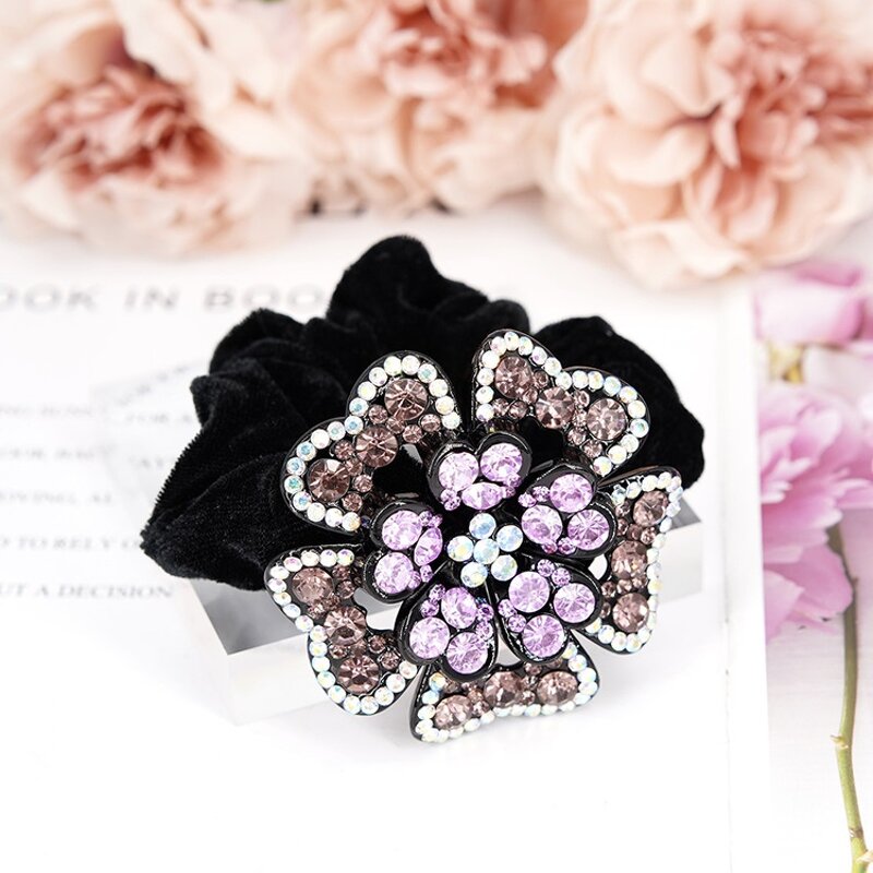 Hair Scrunchy Manufacturer - OEM Custom Velvet & Rhinestone Flowers