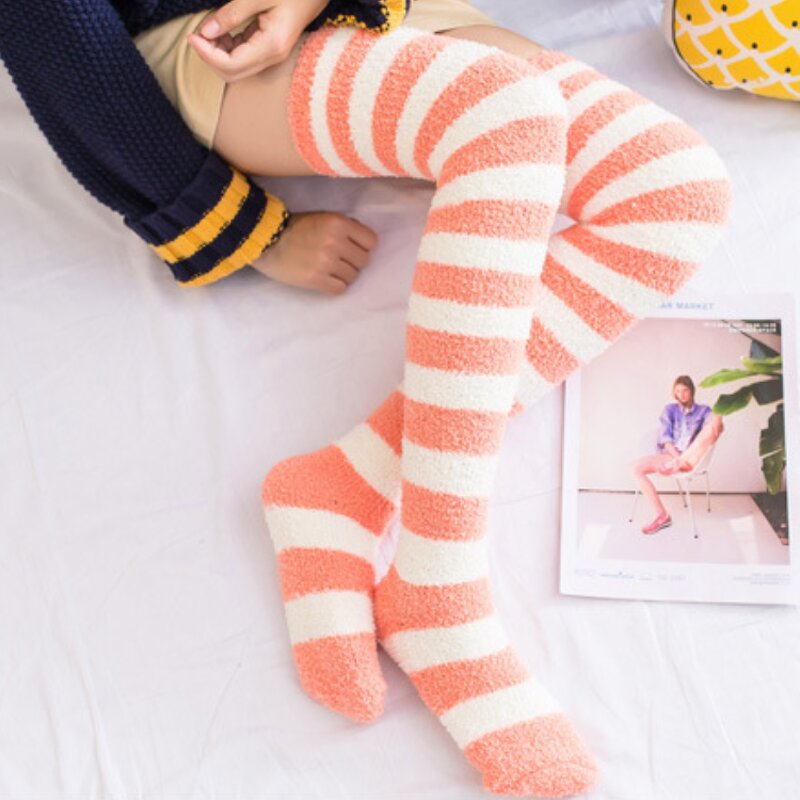Knee-length Socks Factory - OEM Custom Tube Extended Stripe & Fleece