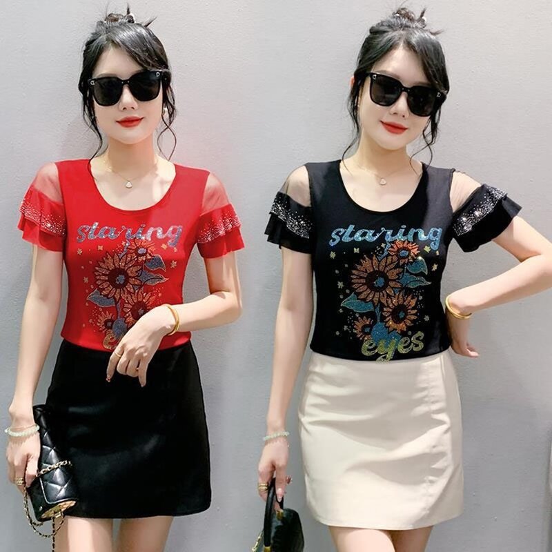 Rhinestone T-shirt Factory - Custom Pattern & Mesh Sleeve Bulk