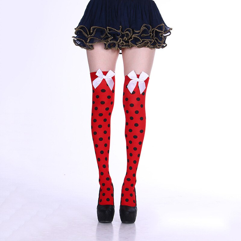 Thigh High Socks Manufacturer - OEM Custom Heart Dot & Butterfly Bow