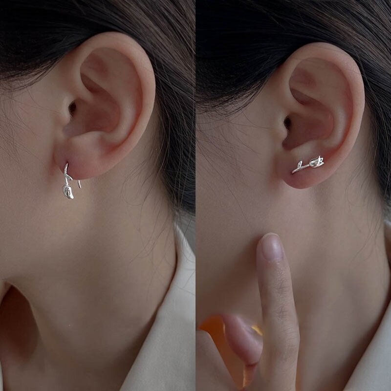 Ear Stud Manufacturer - OEM Custom S999 Silver & Rose Flower