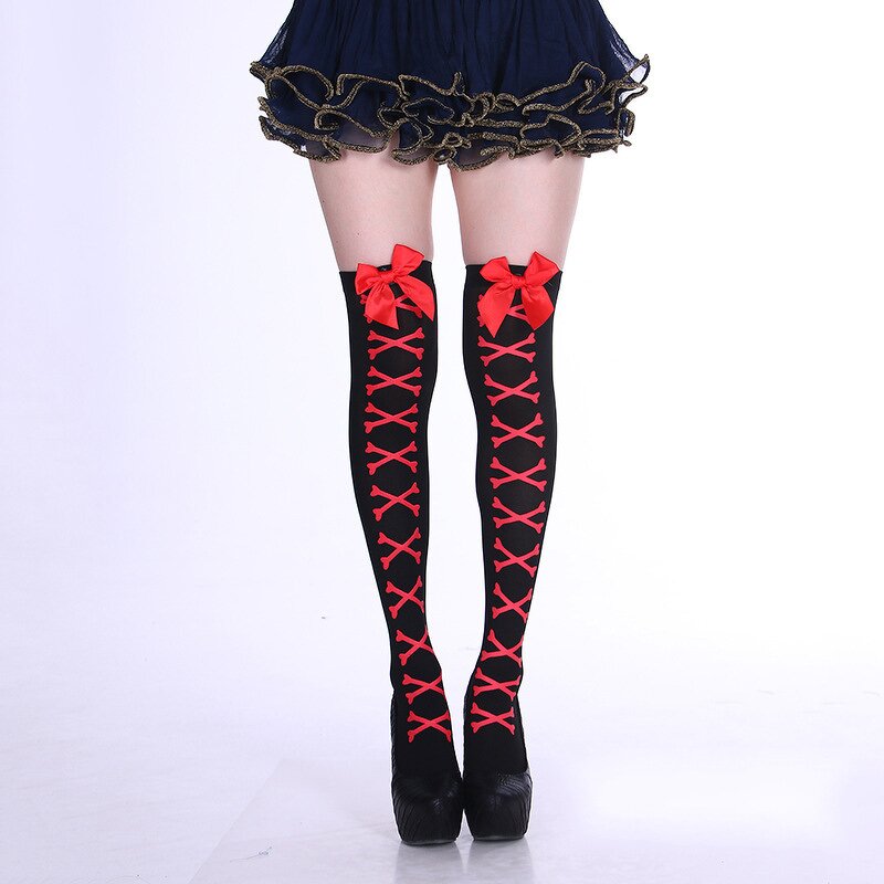 Thigh High Socks Manufacturer - OEM Custom Heart Dot & Butterfly Bow