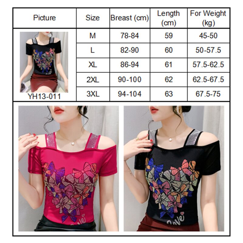 Off Shoulder T-shirt Factory - Custom Hot Press Pattern & Rhinestone