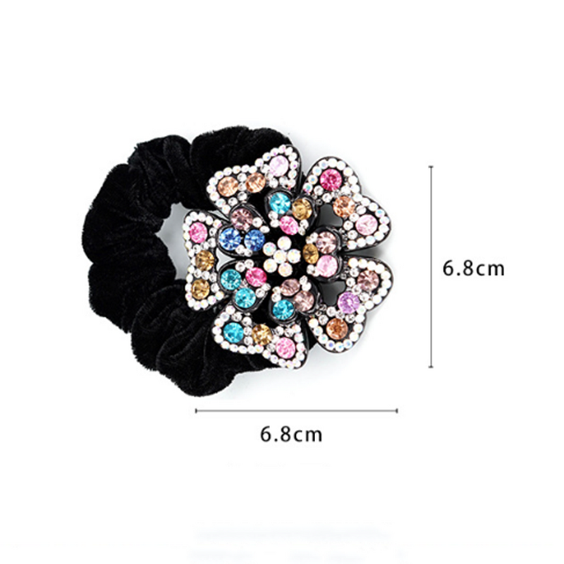 Hair Scrunchy Manufacturer - OEM Custom Velvet & Rhinestone Flowers