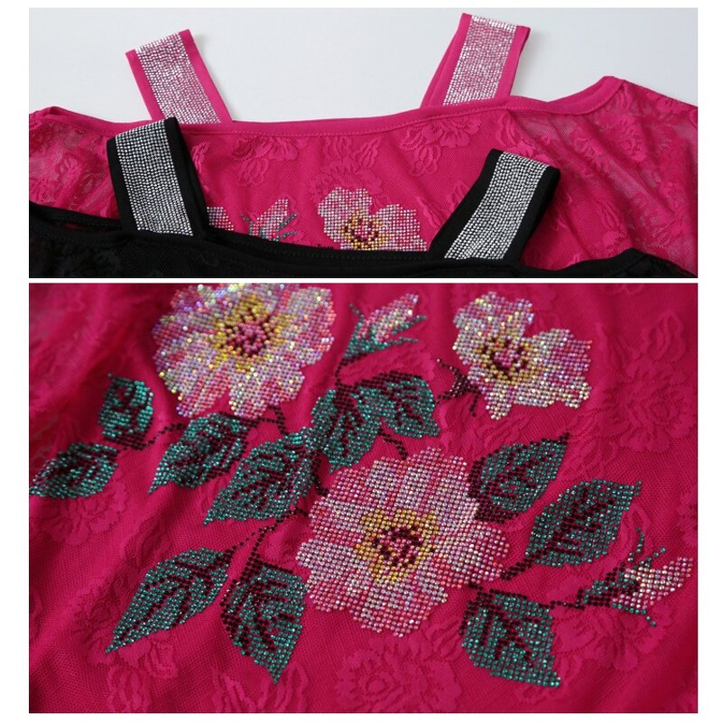 Rhinestone T-shirt Factory - OEM Custom Floral & Ice Silk Gauze