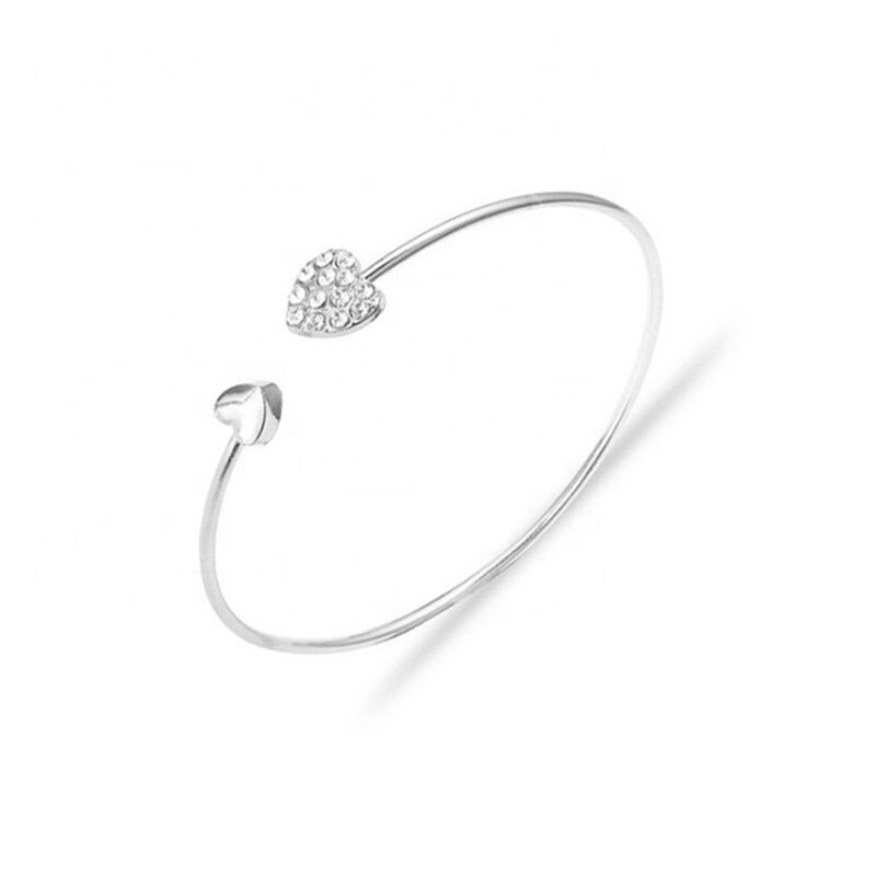 Bracelet Manufacturer - OEM Custom Crystal Heart & Adjustable Cuff