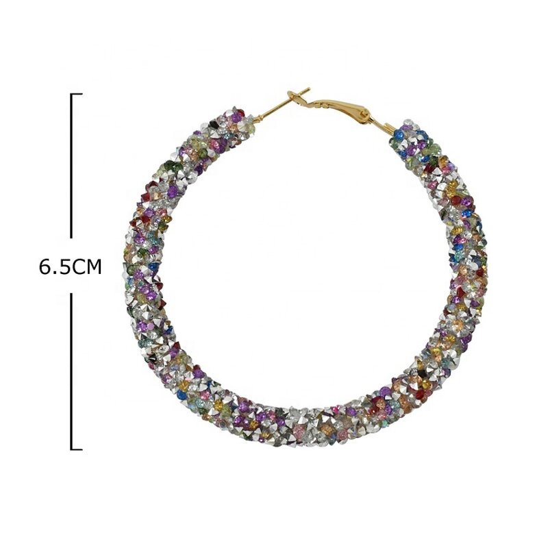 Hoop Earrings Factory - Bulk Custom Rhinestone & 6.5cm Circle