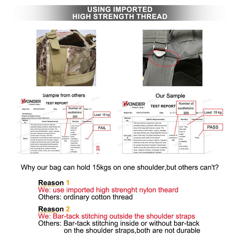 Tactical Backpack Factory - Custom 25L 45L 900D Waterproof Crossfit Bag