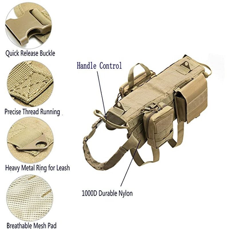 Tactical Dog Harness Manufacturer - MOLLE Vest Print Customized Adjustable