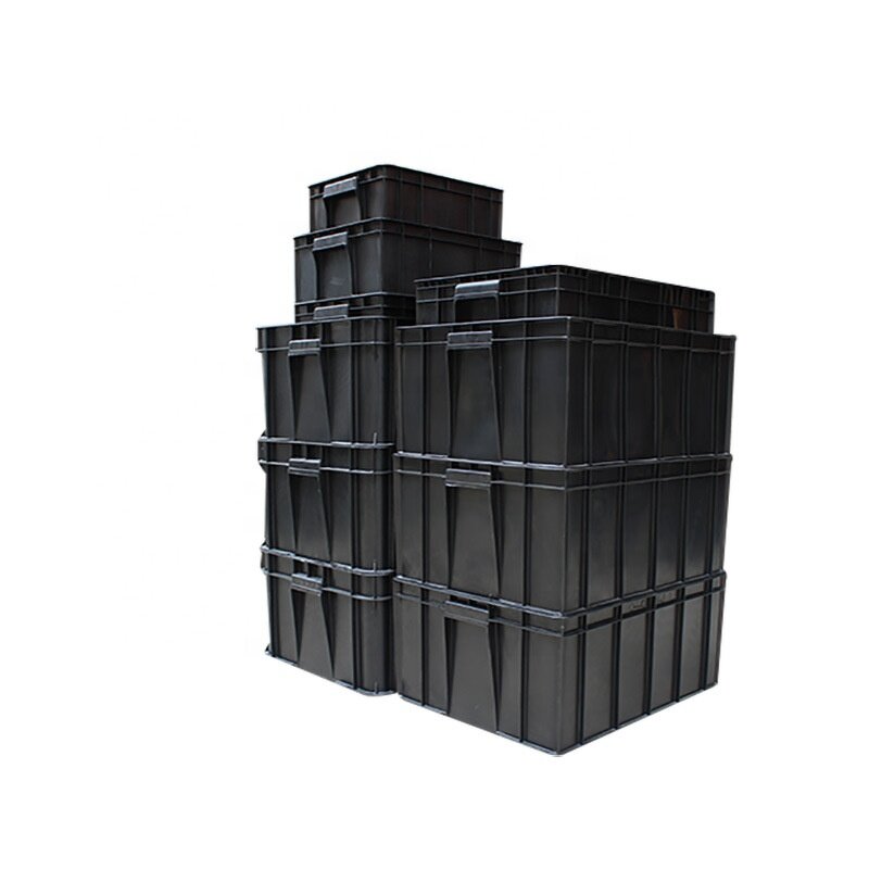 ESD Turnover Box Supplier - OEM Collapsible Black Plastic Large