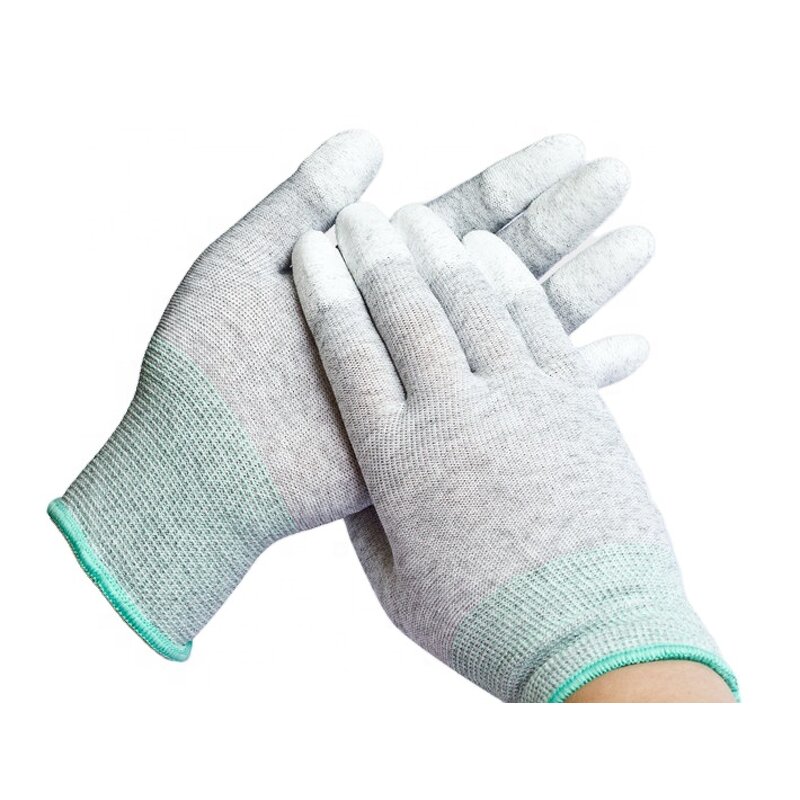 ESD Gloves Manufacturer - OEM 13G Polyester Half Finger PU Coated