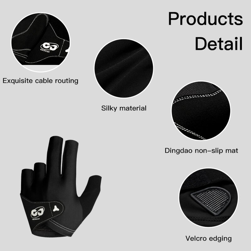Billiard Gloves Supplier - OEM Gray Soft 3 Finger Breathable Gloves