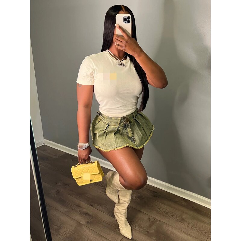 Denim Skirt Pants Supplier - OEM Stretch Cotton Ultra Short Skirt