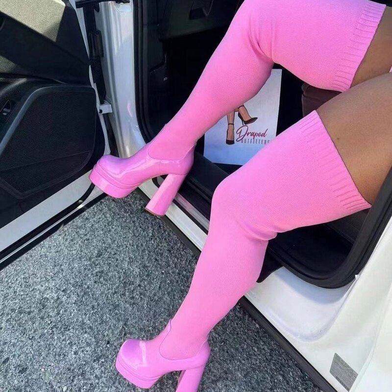 Women's Boots Supplier - OEM Winter Wool Over the Knee Thick Heel