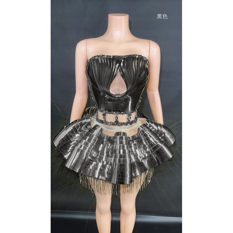 Party Costume Supplier - OEM Mirror Reflective Strapless Skirt Set