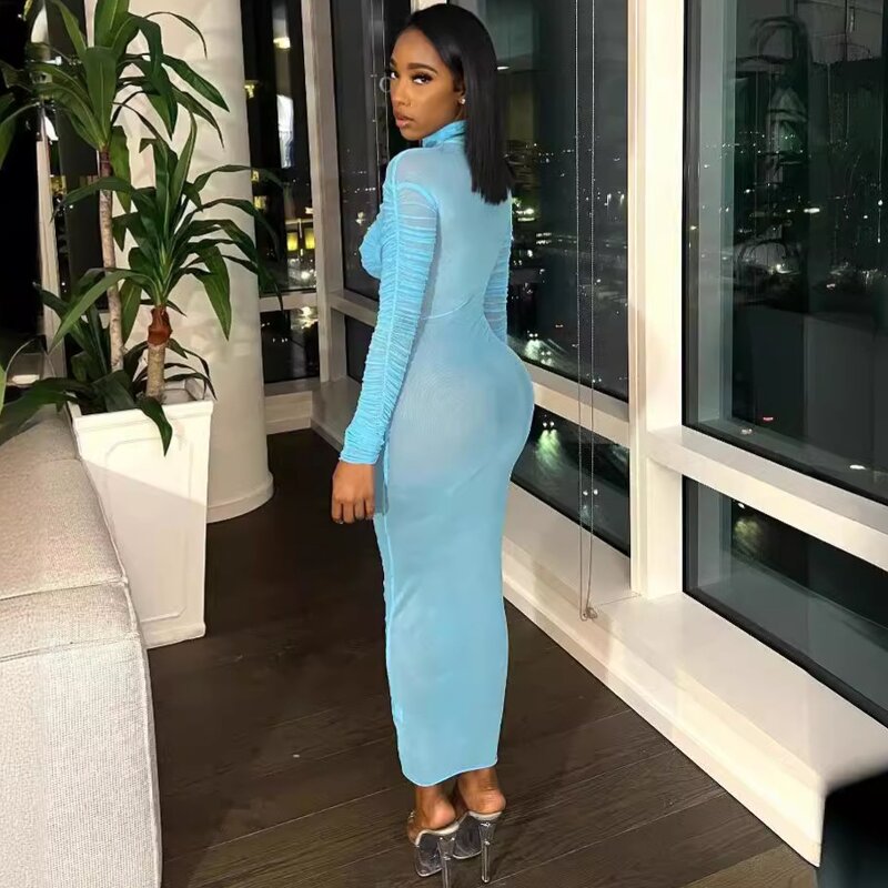 Ruffle Dress Manufacturer - OEM Spring Ruffled Semi-sheer Dress