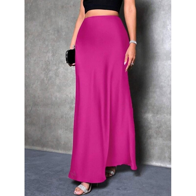 Midi Skirt Factory - OEM Solid High Waisted Long Office Skirt