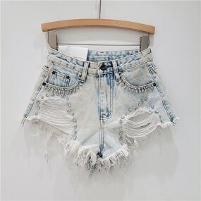 Ripped Shorts Manufacturer - OEM Summer Denim Patchwork High Waist