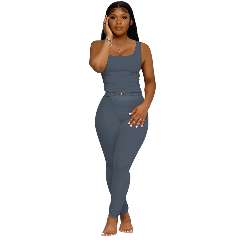 Two Pieces Set Factory - OEM Cotton Short Sleeve Leggings Loungewear