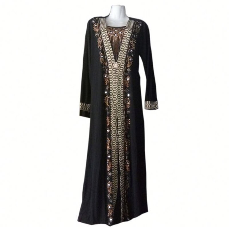 Islamic Robe Factory - OEM Striped Gold Pink Polyester Abaya