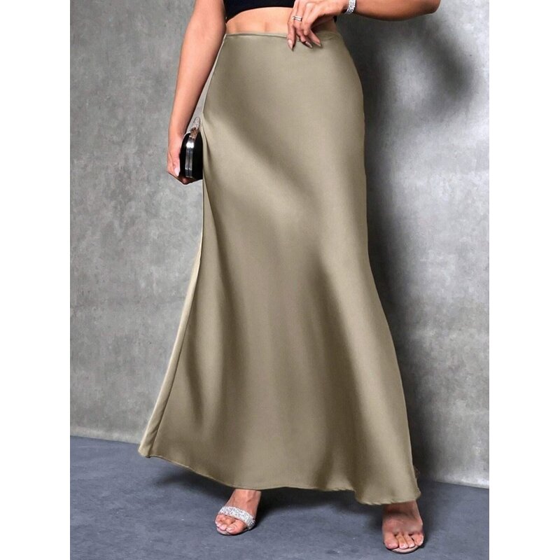 Spring Skirt Manufacturer - OEM Solid High Waisted Long Office Skirt