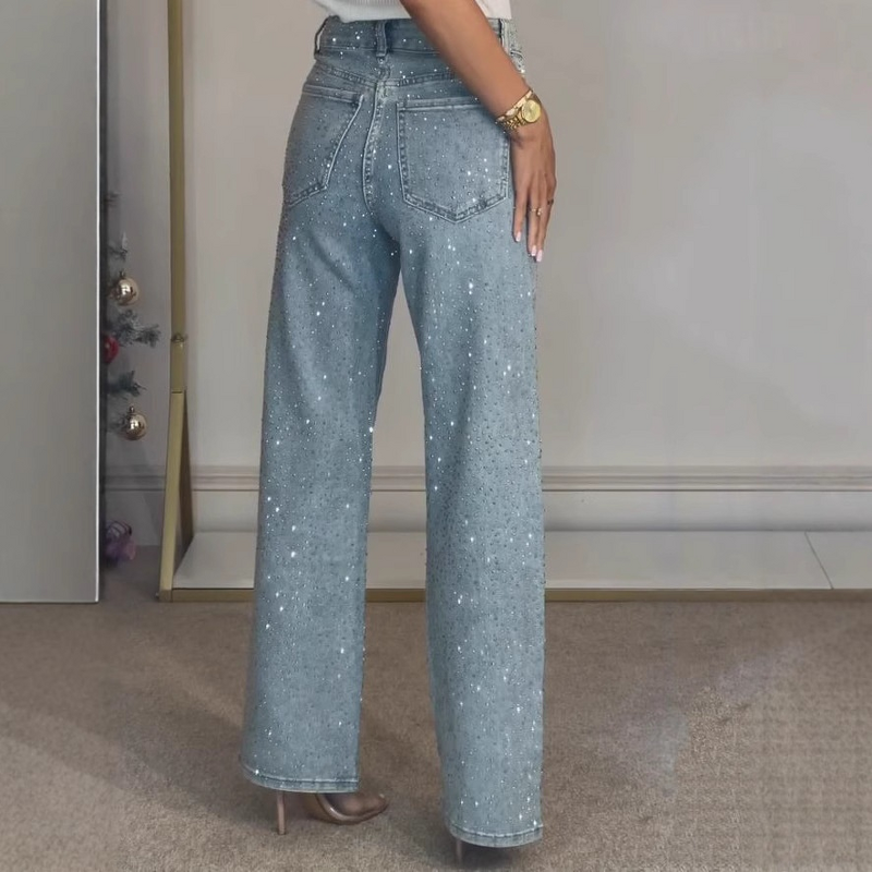 Women's Jeans Manufacturer - OEM Full Diamond Washed High Waist