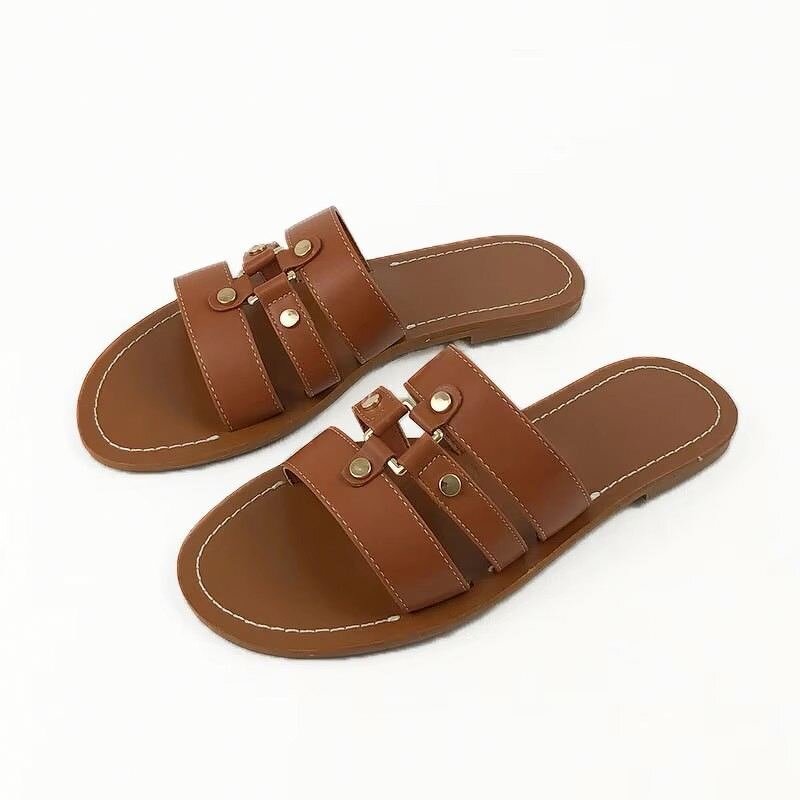 Women Sandals Supplier - OEM Round Head Anti-Slip Pu Flat Sandals