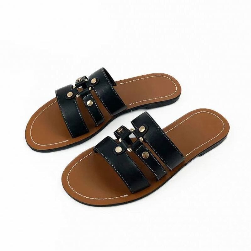 Women Sandals Supplier - OEM Round Head Anti-Slip Pu Flat Sandals