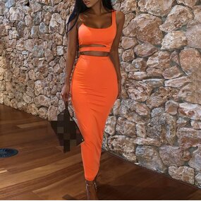 Two Pieces Set Manufacturer - OEM Strapless Crop Top Long Skirts Set