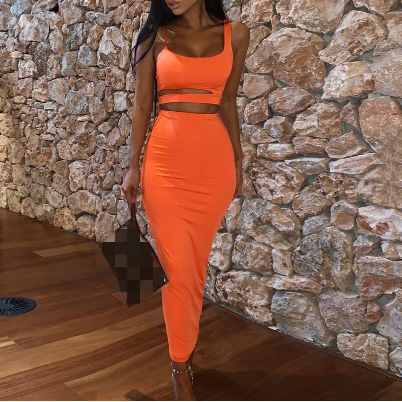 Two Pieces Set Manufacturer - OEM Strapless Crop Top Long Skirts Set