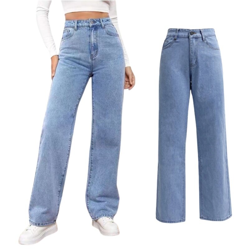 Women's Jeans Supplier - OEM High Waist Loose Wide Leg Straight