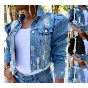 Denim Jacket Factory - OEM Fashion Beaded Short Sleeves Jacket