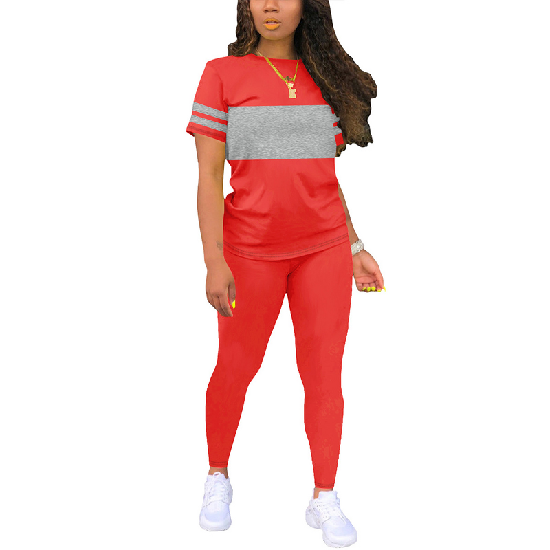 Two Piece Suit Supplier - OEM Round Neck Short Sleeve Matching Set