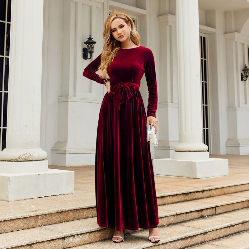 Velour Dress Manufacturer - OEM Autumn Winter Midi Crocheted Dresses