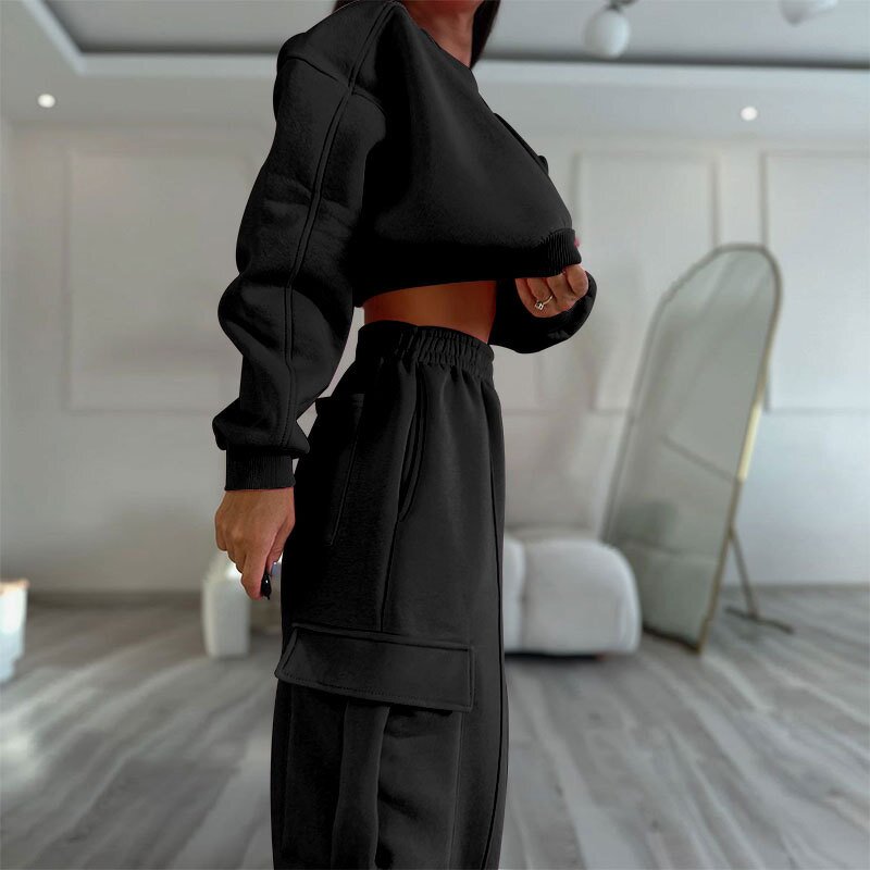 Hoodie Set Factory - OEM Autumn High Waist Hoodie Sweatpants Set