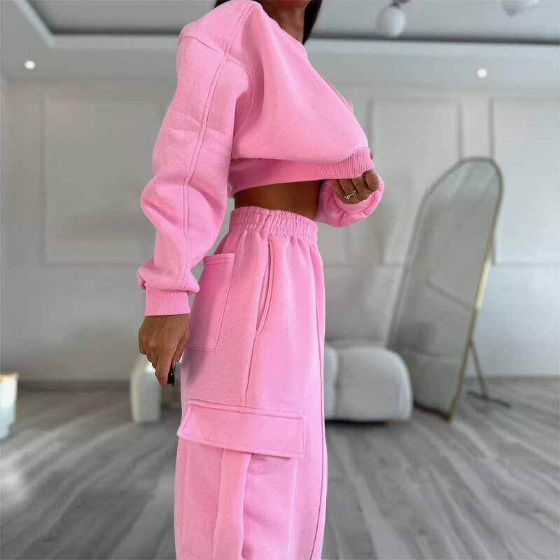 Hoodie Set Factory - OEM Autumn High Waist Hoodie Sweatpants Set