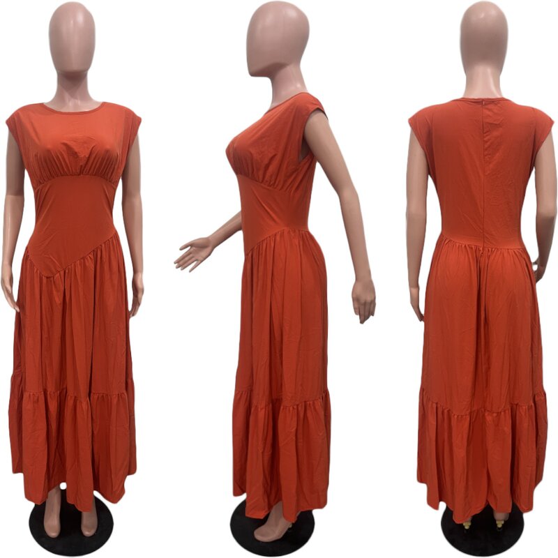 Maxi Dress Manufacturer - OEM Summer Sleeveless Pleated Nylon Dress