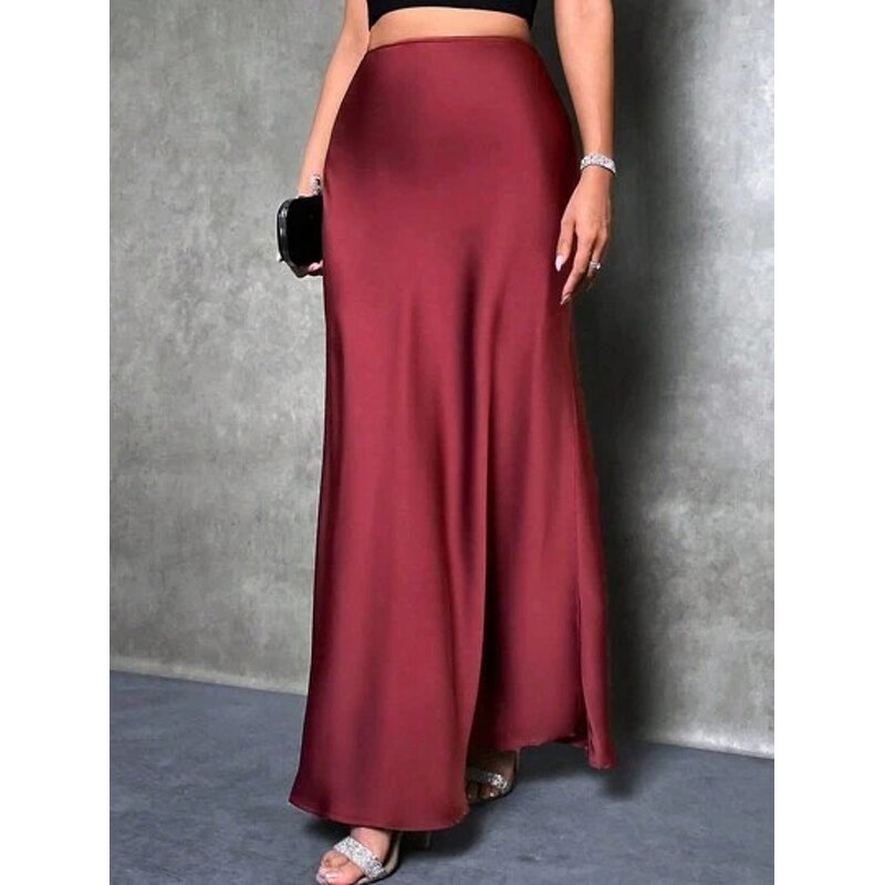 Spring Skirt Manufacturer - OEM Solid High Waisted Long Office Skirt