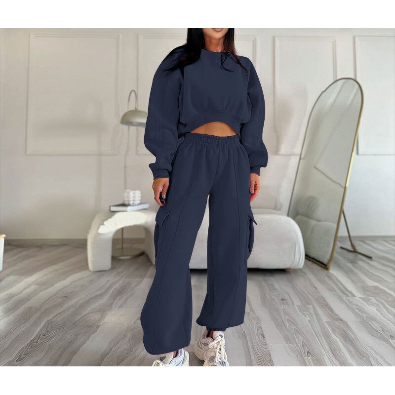 Hoodie Set Factory - OEM Autumn High Waist Hoodie Sweatpants Set